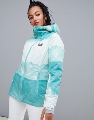 Billabong Sula printed ski jacket in blue