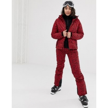 Protest Soribel ski trouser in red cheetah print