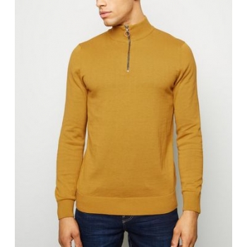 Mustard 1/2 Zip Funnel Neck Jumper