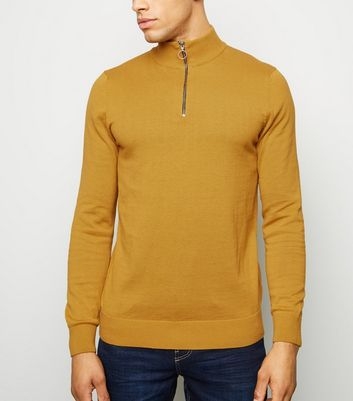 Mustard 1/2 Zip Funnel Neck Jumper