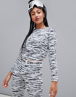 Billabong Warm Up base layer tech top in black/white