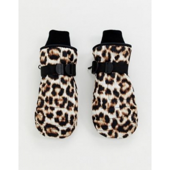 ASOS 4505 ski leopard print mitten gloves