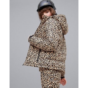 Protest Revet puffer ski jacket in cheetah print