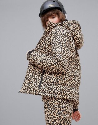 Protest Revet puffer ski jacket in cheetah print