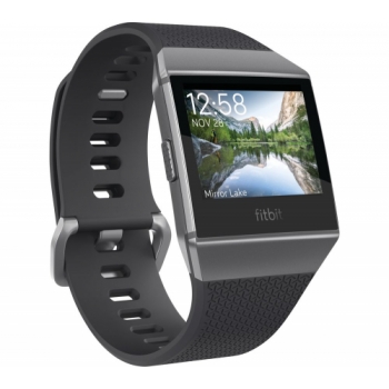 FITBIT Ionic - Charcoal & Smoke Grey + Ionic Leather Band - Cognac, Large