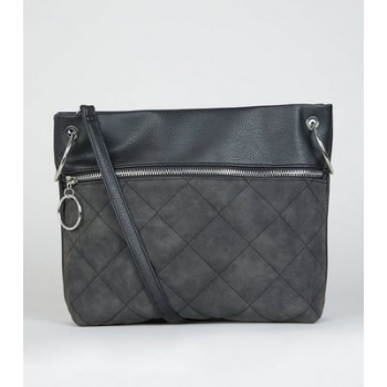 Black Quilted Panel Shoulder Bag