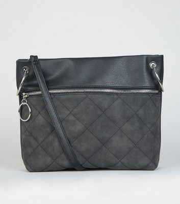 Black Quilted Panel Shoulder Bag