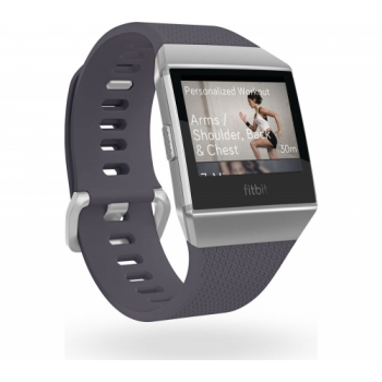 FITBIT Ionic - Blue Grey & White + Ionic Leather Band - Cognac, Large