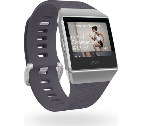 FITBIT Ionic - Blue Grey & White + Ionic Leather Band - Cognac, Large