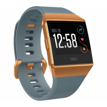 FITBIT Ionic - Slate Blue & Burnt Orange + Ionic Leather Band - Cognac, Large