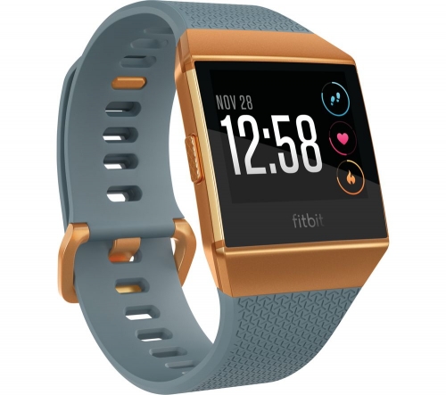 FITBIT Ionic - Slate Blue & Burnt Orange + Ionic Leather Band - Cognac, Large