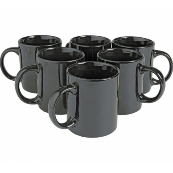 Argos Home Set of 6 Porcelain Mugs - Black