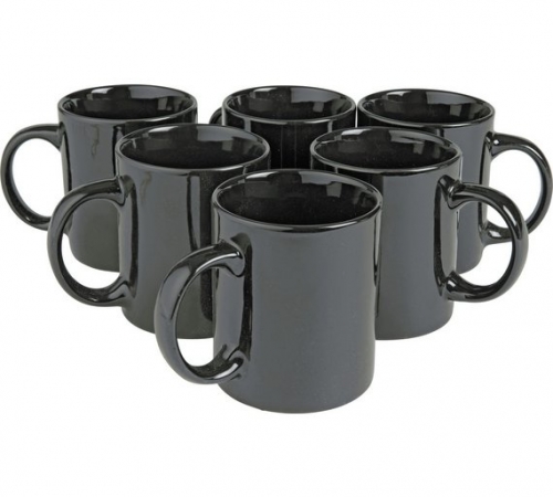 Argos Home Set of 6 Porcelain Mugs - Black