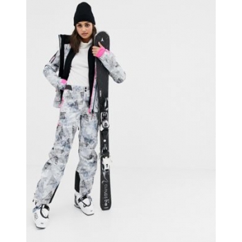 Superdry snow ski pant in multii print