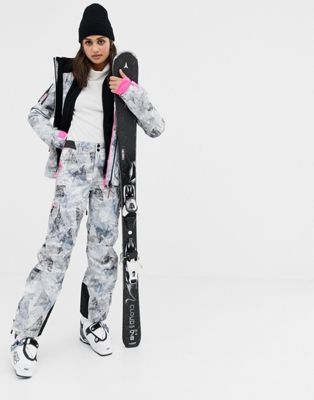 Superdry snow ski pant in multii print