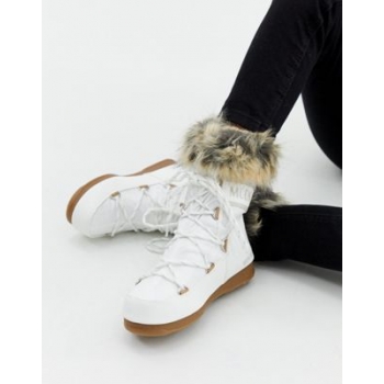 Moon Boot Monaco Faux Fur Cuff Snowboots in White