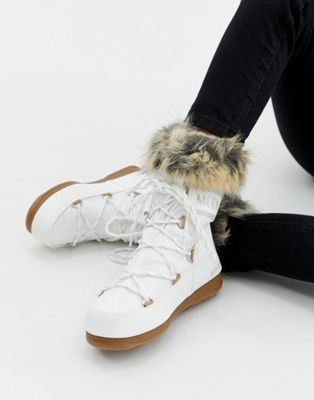 Moon Boot Monaco Faux Fur Cuff Snowboots in White