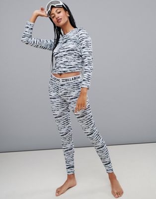 Billabong Warm Up base layer tech leggings in black/white