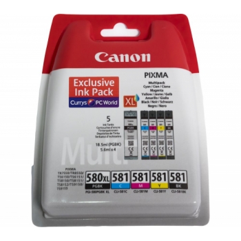 CANON PGI-580XL / CLI-581 Cyan, Magenta, Yellow & Black Ink Cartridges - Multipack