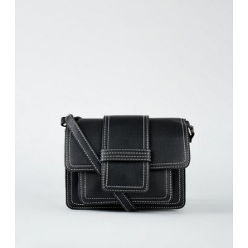 Black Contrast Stitch Cross Body Bag