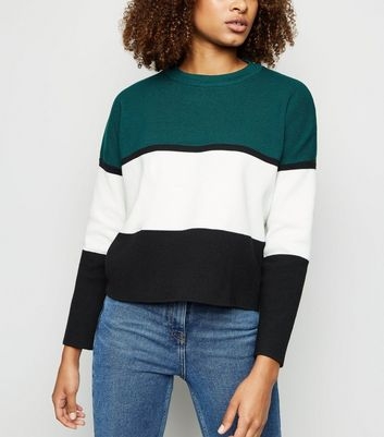 Green Colour Block Jumper