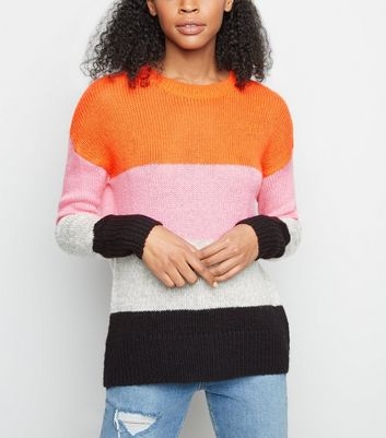 Multicoloured Block Stripe Longline Jumper