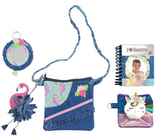 Chad Valley Be U Flamingo and Unicorn Denim Bag Set