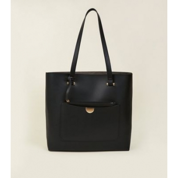 Black Leather-Look Tote Bag