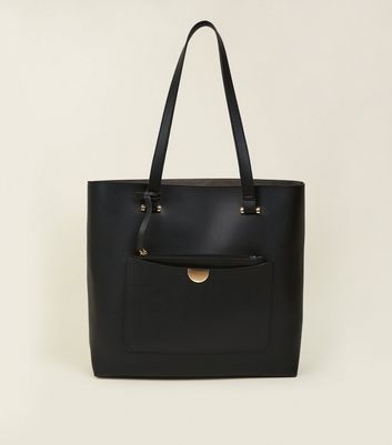 Black Leather-Look Tote Bag