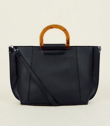 Black Resin Handle Tote Bag