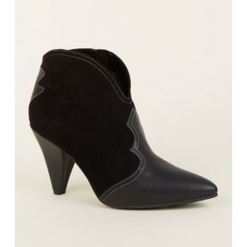 Black Cone Heel Western Boots