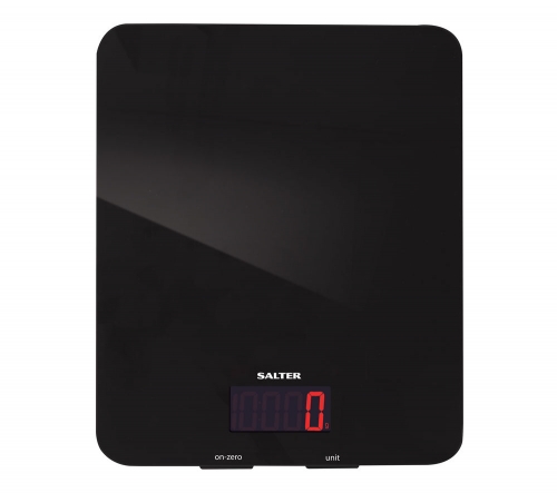 SALTER Black Glass Digital Kitchen Scales