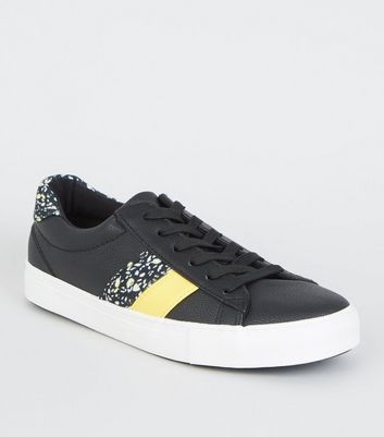 Black Leopard Print Side Stripe Trainers