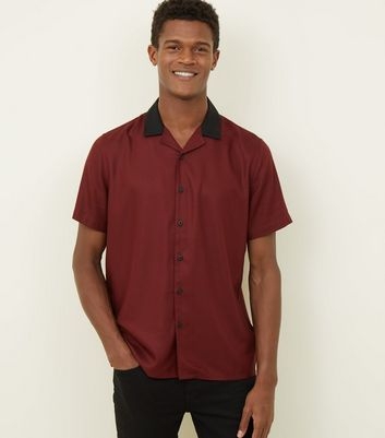 Burgundy Contrast Collared Shirt