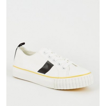 White Side Stripe Lace Up Trainers