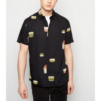 Black Painted Square Block Print Shirt