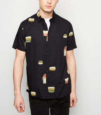 Black Painted Square Block Print Shirt