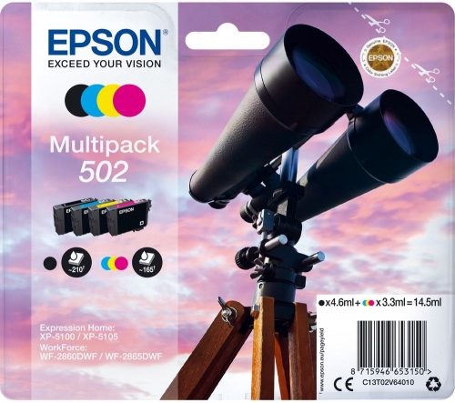 EPSON Binoculars 502 Cyan, Magenta, Yellow & Black Ink Cartridges - Multipack