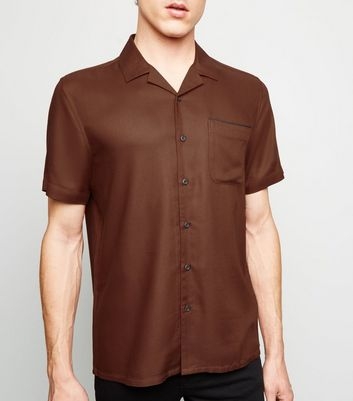 Brown Piped Short Sleeve Shirt