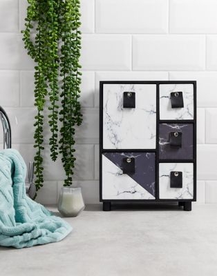 Typo black and marble storage drawers