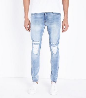 Pale Blue Light Wash Ripped Jeans