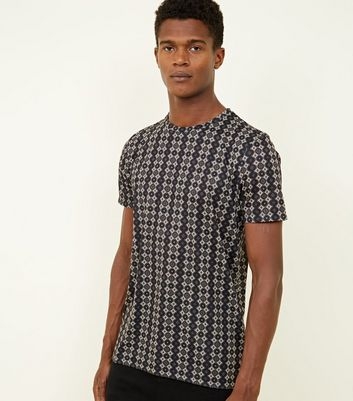 Black Tile Print T-Shirt