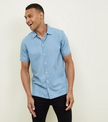 Pale Blue Denim Short Sleeve Shirt