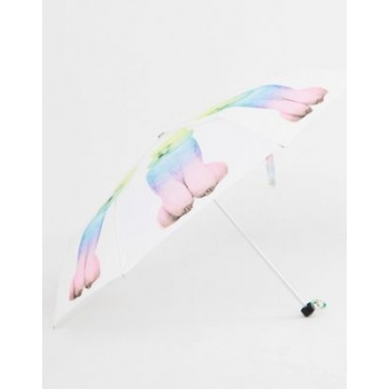 Monki umbrella with rainbow poodles print