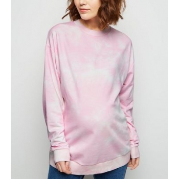 Maternity Pink Tie Dye Oversized Sweatshirt