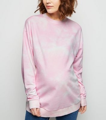 Maternity Pink Tie Dye Oversized Sweatshirt