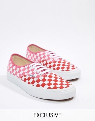 Vans Authentic checkerboard plimsolls in pink Exclusive at ASOS