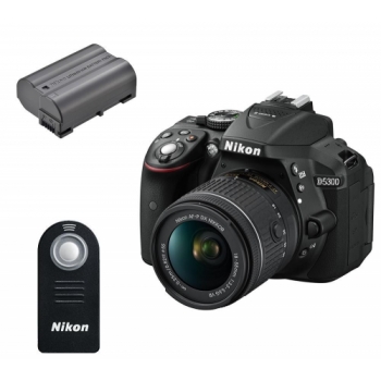 NIKON D5300 DSLR Camera with DX 18-55 mm f/3.5-5.6G VR Lens, Remote & Batteries + Extreme Plus Class 10 SDXC Memory Card - 64 GB + VAEC01K20 DSLR Accessory Kit