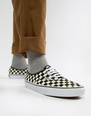 Vans Authentic checkerboard plimsolls in black VN000W4NDI01