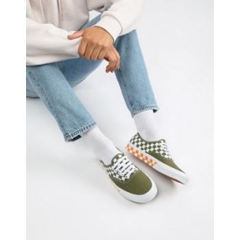 Vans Authentic checkerboard plimsolls in green Exclusive at ASOS